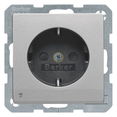 Berker 41096084 Steckdose SCHUKO+LED Q.1/Q.3 alu samt lackiert
