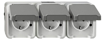 Mert MEG 2390-8029 SCHUKO-Dreifach- Steckdose lgr waag. m.BRS AQUASTAR