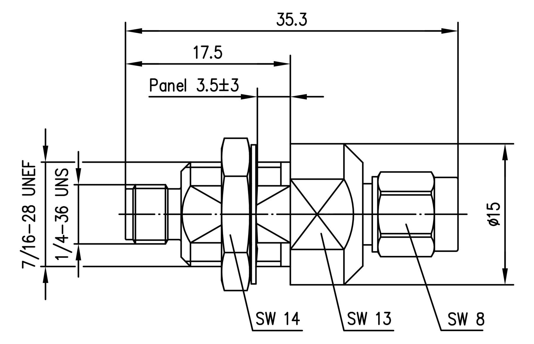 TEGA 100024836 SMA-Überspannungsableiter 50Ohm (f-m) Au