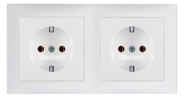 Berker 47209909 Steckdosen-Kombi SCHUKO 2fach m.Rahmen S.1 polarweiß matt