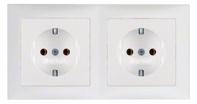Berker 47209909 Steckdosen-Kombi SCHUKO 2fach m.Rahmen S.1 polarweiß matt