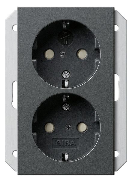 GIRA 273528 SCHUKO-Doppelsteckdose SH f.UP-Dose 1,5f System 55 Anthrazit