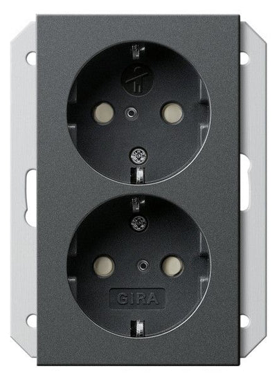 GIRA 273528 SCHUKO-Doppelsteckdose SH f.UP-Dose 1,5f System 55 Anthrazit