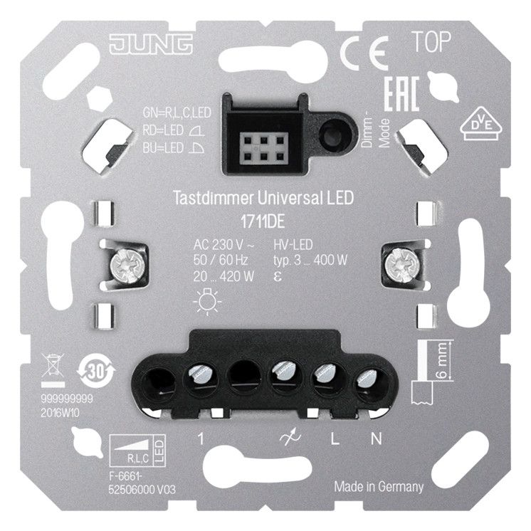 Jung 1711DE Tastdimmer UNI LED mit Nebenstelleneingang UP
