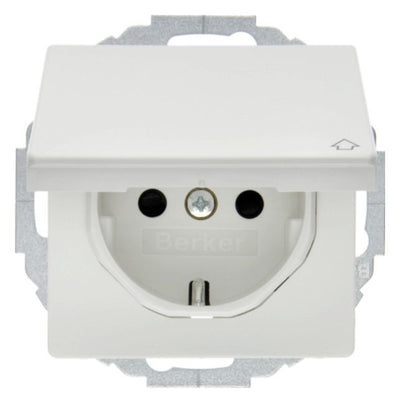 Berker 47446089 Steckdose SCHUKO+Klappd. u.erh.BS Q.1/Q.3 polarweiß samt