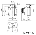 Bals 71089 Schuko-Anbausteckdose 16A 3p IP54 schwarz ortsveränderlich