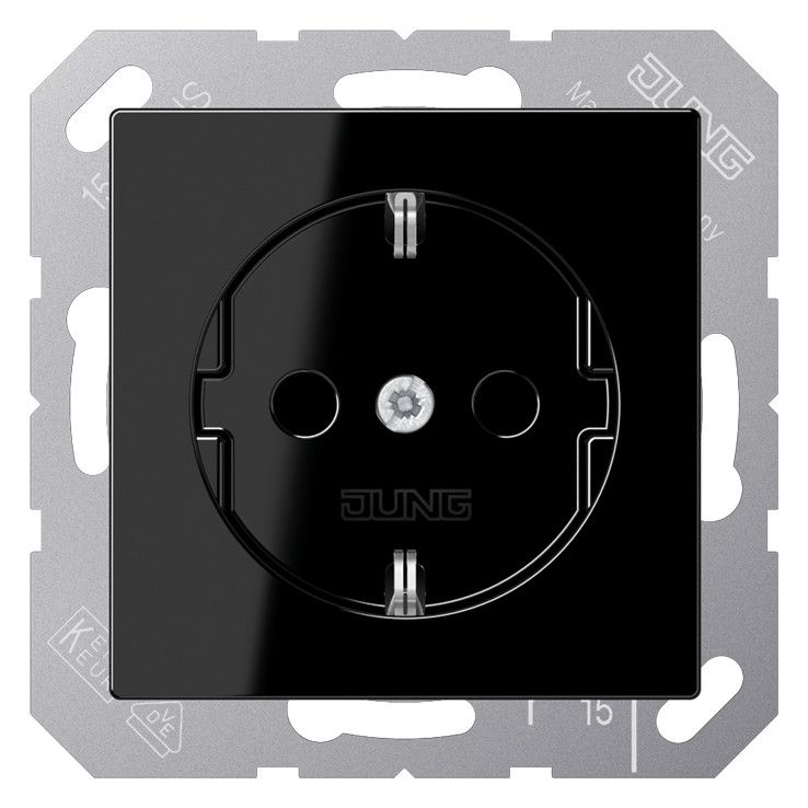 Jung A1520NBFSW SCHUKO Steckdose o.Kralle bruchsicher Serie A schwarz