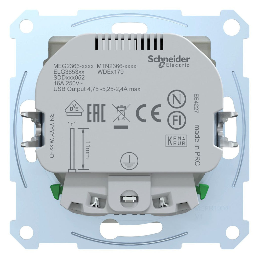 Mert MEG 2366-0319 Schuko-Steckdose m.USB Ladegerät polarweiß glänzend