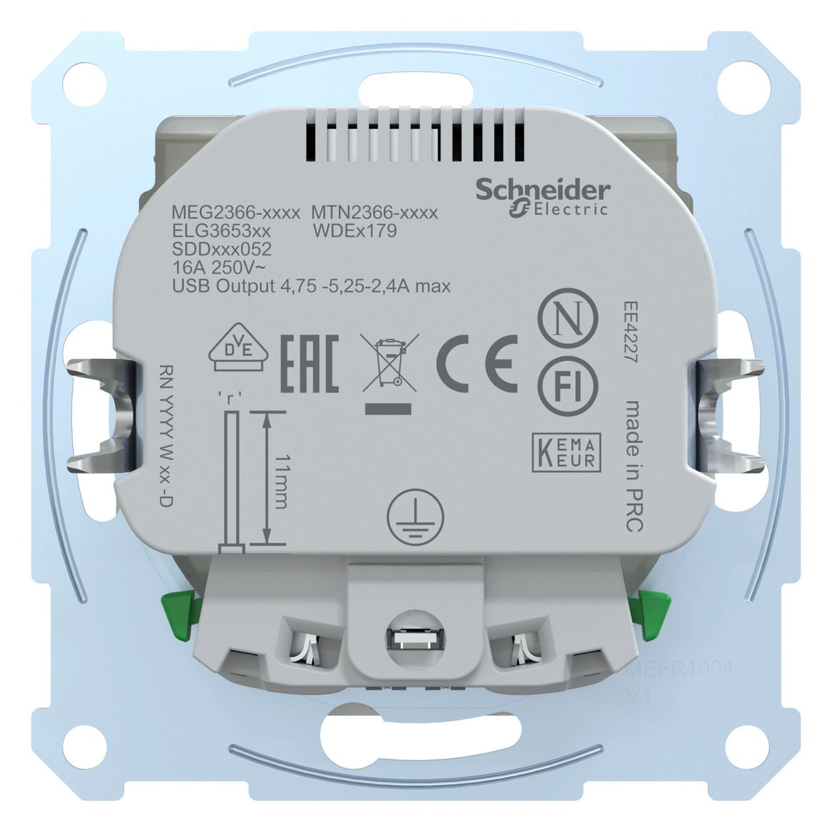 Mert MEG 2366-0319 Schuko-Steckdose m.USB Ladegerät polarweiß glänzend