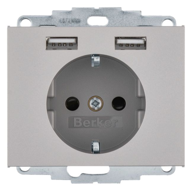 Berker 48037004 Steckdose SCHUKO/USB K.x edelstahl