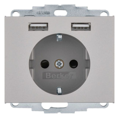 Berker 48037004 Steckdose SCHUKO/USB K.x edelstahl