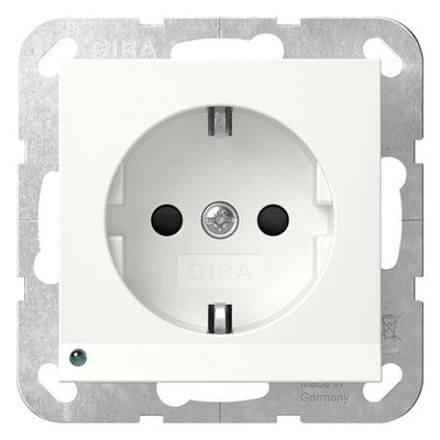 GIRA 417027 SCHUKO-Steckdose LED-Leu.+ Shutter System 55 Reinweiß seidenmatt