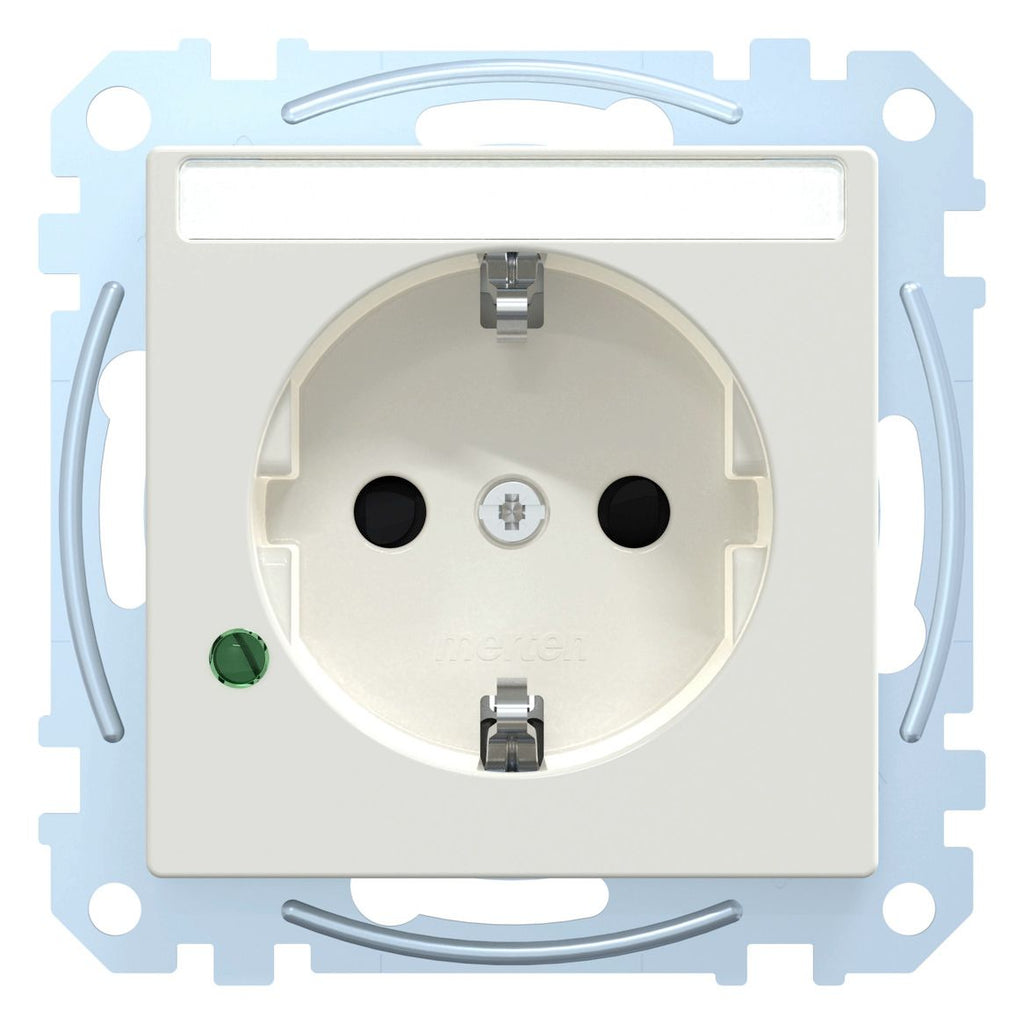 Mert MEG 2305-0319 SCHUKO-Steckdose BRS m.ÜSS+Schriftfeld StK polarweiß gl.Sys.M