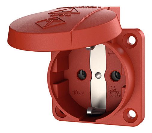 Mennekes 11033 Anbaudose SCHUKO rot 16A 2p+PE 230V IP54 m.Klappd. Einf.unten