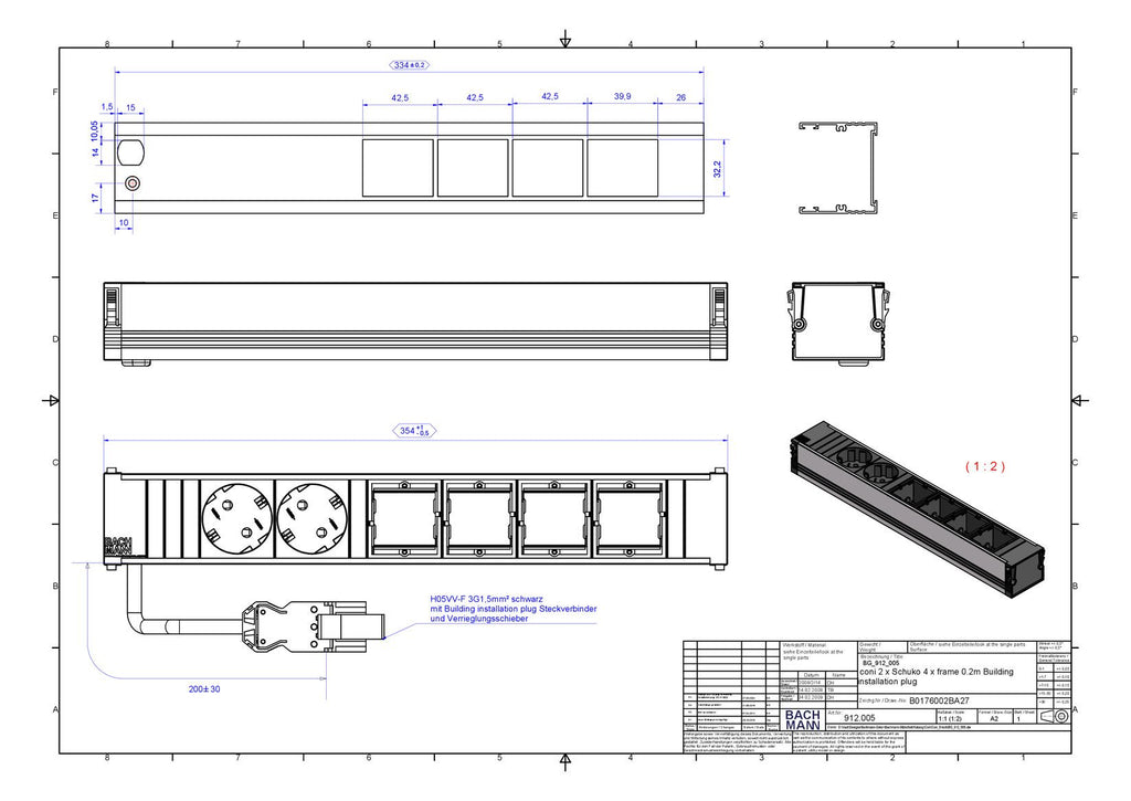 Bachmann 912.005 CONI 2xSchuko 4xABD