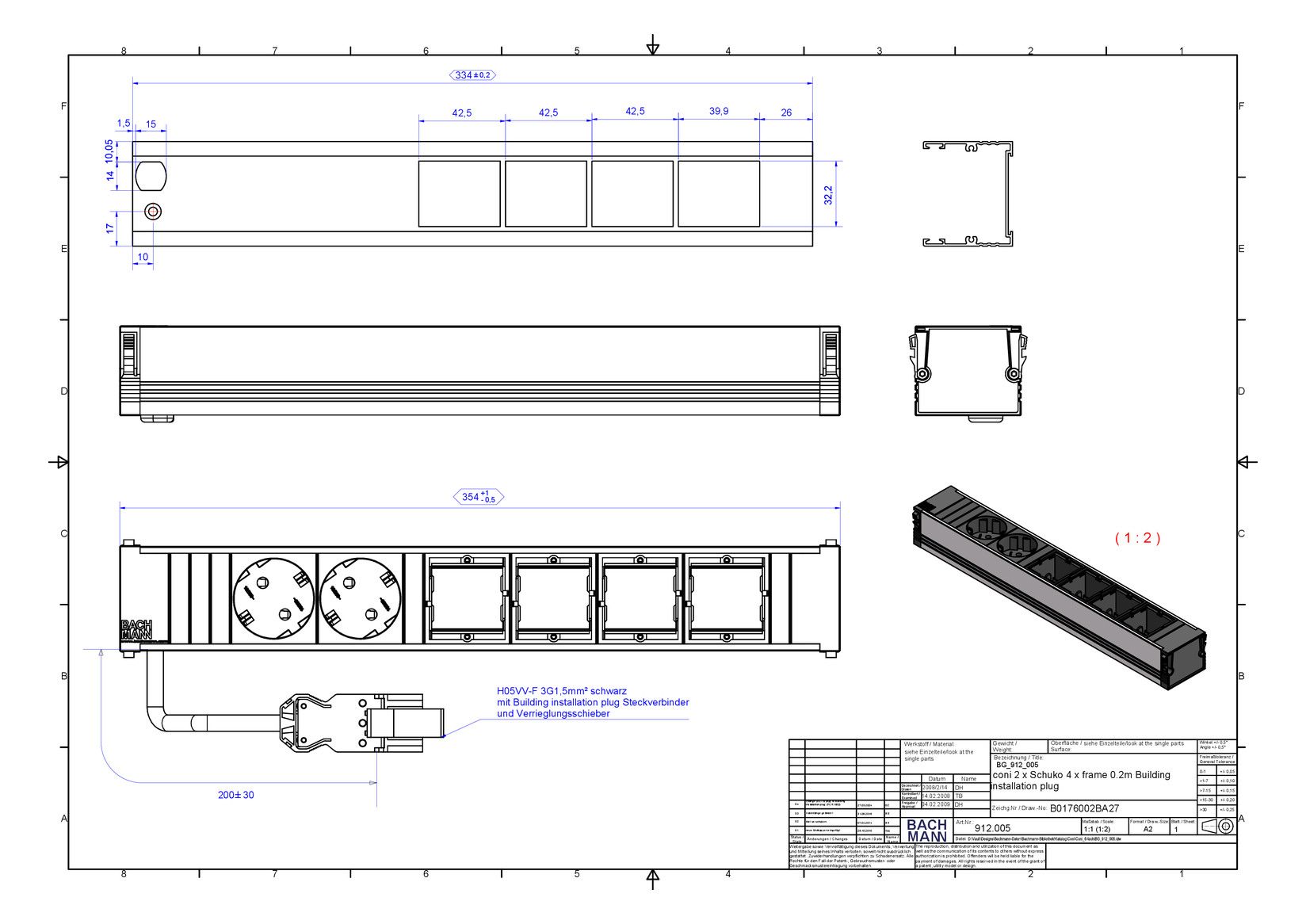 Bachmann 912.005 CONI 2xSchuko 4xABD