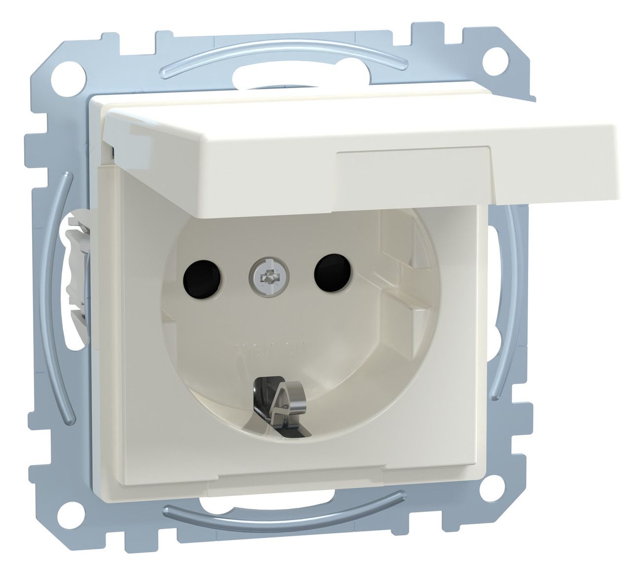 Mert MEG 2310-0319 SCHUKO-Steckdose BRS m.Klappdeckel StK polarweiß glänz. Sys.M