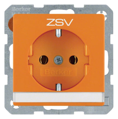 Berker 47506014 Steckdose SCHUKO m.B-feld+Aufdruck Q.1/Q.3 orange samt