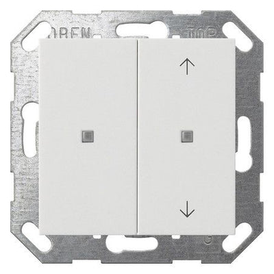GIRA 517527 Taster Wippe 2fach unbedr./ Pfeile OneKNX System 55 Reinweiß seiden.
