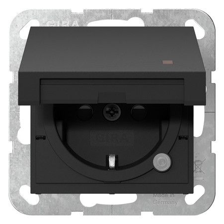 GIRA 4552005 SCHUKO-Steckdose KD Kontr.+ Shutter System 55 Schwarz matt (lackiert