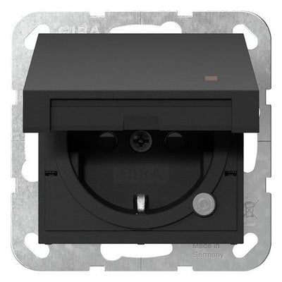 GIRA 4552005 SCHUKO-Steckdose KD Kontr.+ Shutter System 55 Schwarz matt (lackiert