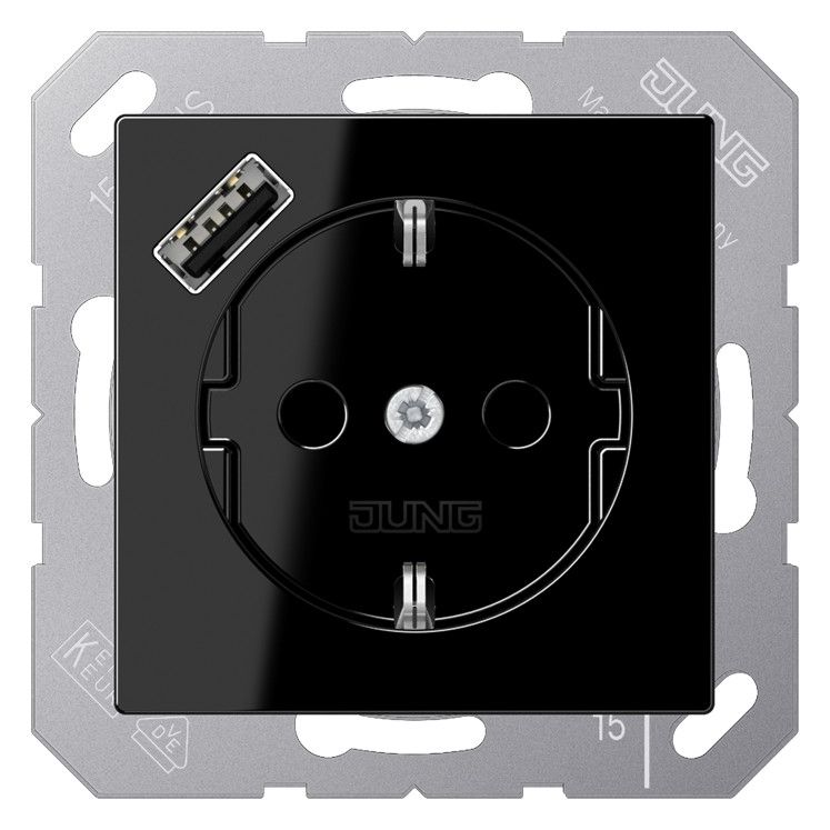 Jung A1520-18ASW SCHUKOsteckdose m.USB Typ A