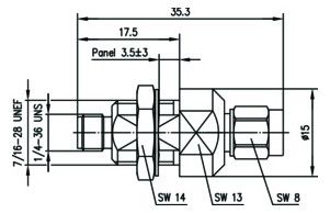 TEGA 100024836 SMA-Überspannungsableiter 50Ohm (f-m) Au