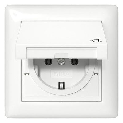 GIRA 415703 SCHUKO-Steckdose KD+Set IP44+Rahmen 1f Standard 55 Reinweiß gl.