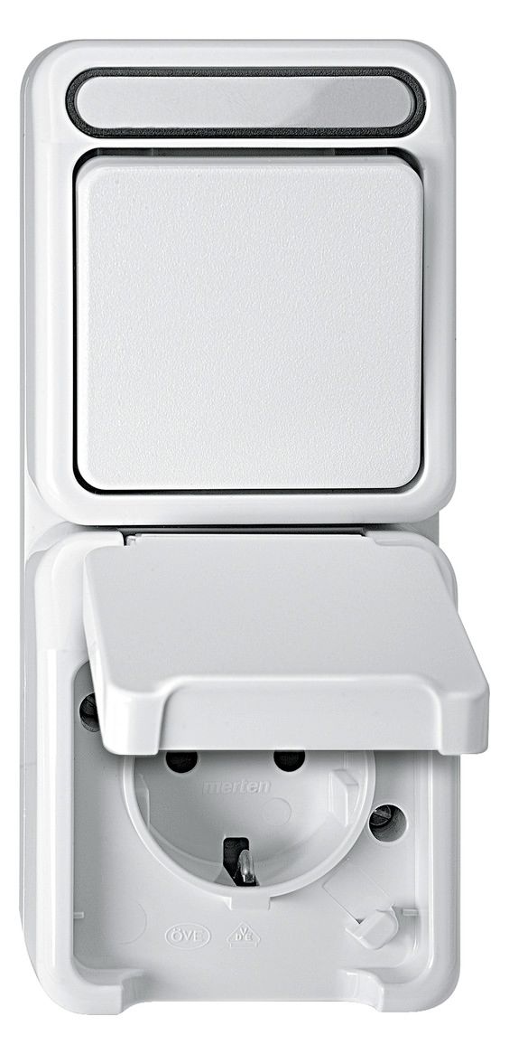 Mert MEG 3494-8019 Kombination SCHUKO- Steckdose polarweiß m.BRS AQUASTAR