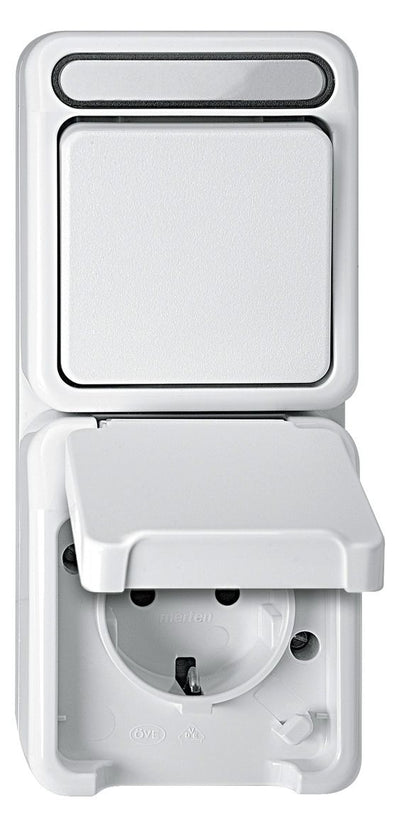 Mert MEG 3494-8019 Kombination SCHUKO- Steckdose polarweiß m.BRS AQUASTAR