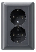 GIRA 078328 SCHUKO-Doppelsteckdose SH+ Vollplatte System 55 Anthrazit