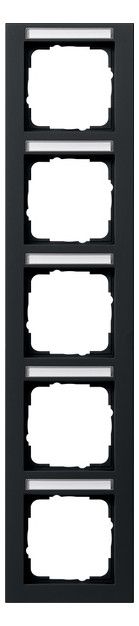 GIRA 111509 Abdeckrahmen 5fach senkrecht BSF E2 Schwarz matt
