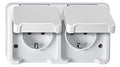 Mert MEG 2320-8019 SCHUKO-Doppel-Steck- Dose polarweiß waag. m.BRS AQUASTAR