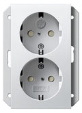 GIRA 273127 SCHUKO-Doppelsteckdose SH f.UP-Dose 1f System 55 Reinweiß seidenm.