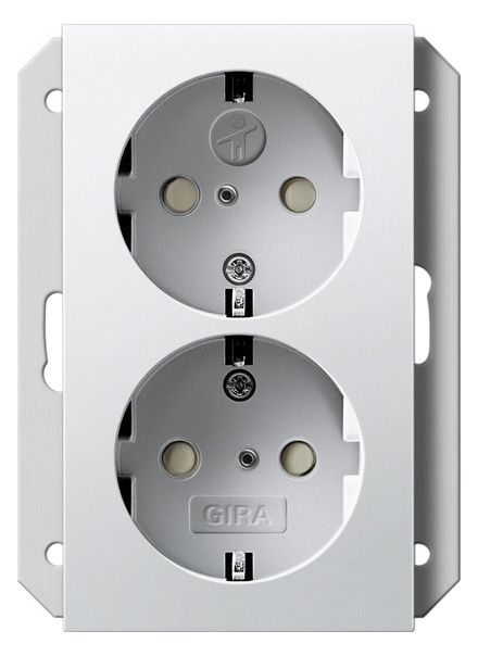 GIRA 273127 SCHUKO-Doppelsteckdose SH f.UP-Dose 1f System 55 Reinweiß seidenm.