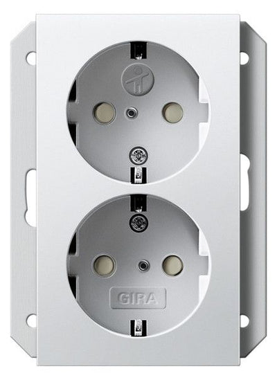 GIRA 273127 SCHUKO-Doppelsteckdose SH f.UP-Dose 1f System 55 Reinweiß seidenm.