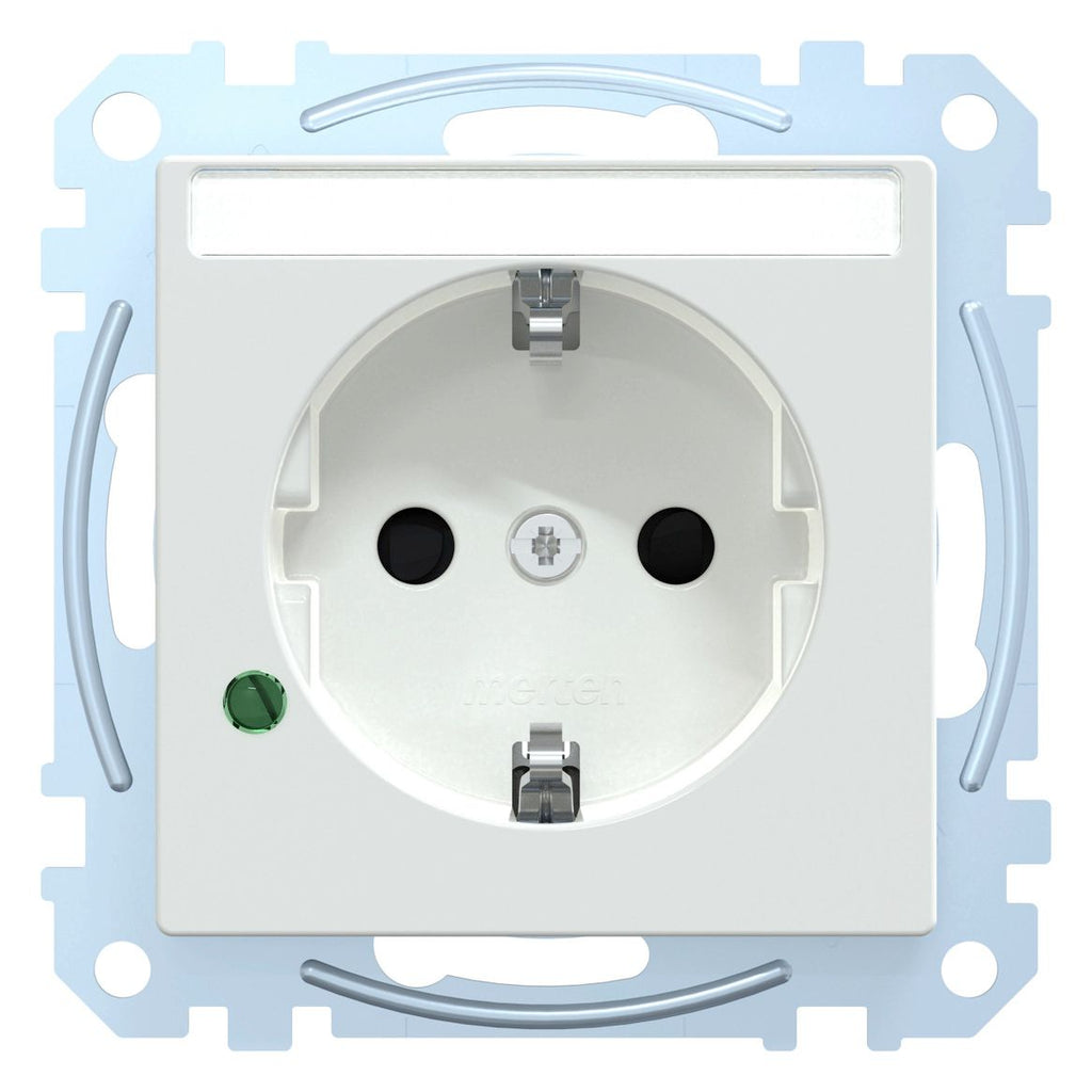 Mert MEG 2305-0325 SCHUKO-Steckdose BRS m.ÜSS+Schriftfeld StK aktivweiß gl.Sys.M