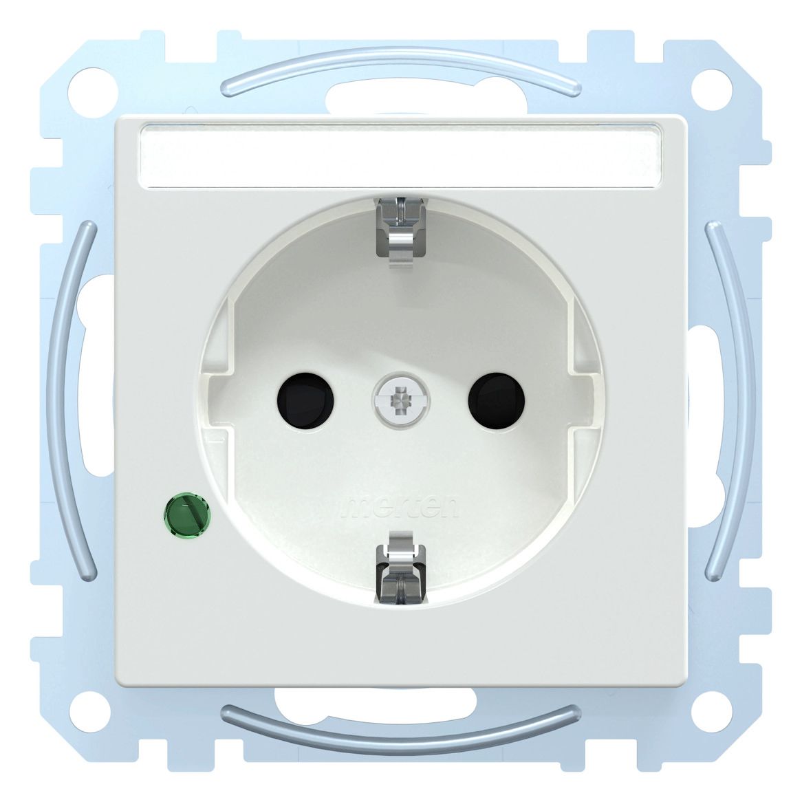 Mert MEG 2305-0325 SCHUKO-Steckdose BRS m.ÜSS+Schriftfeld StK aktivweiß gl.Sys.M