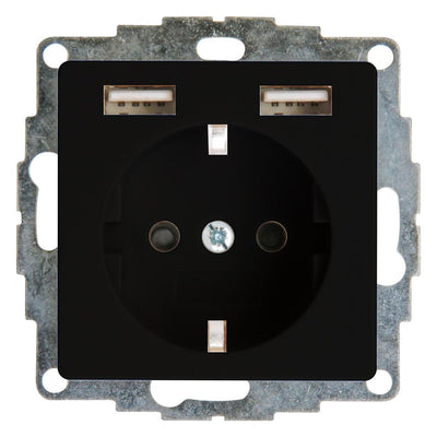 Kopp 296250006 HK07 UP Schuko Steckdose m.2 USB Ladebuchsen schwarz matt