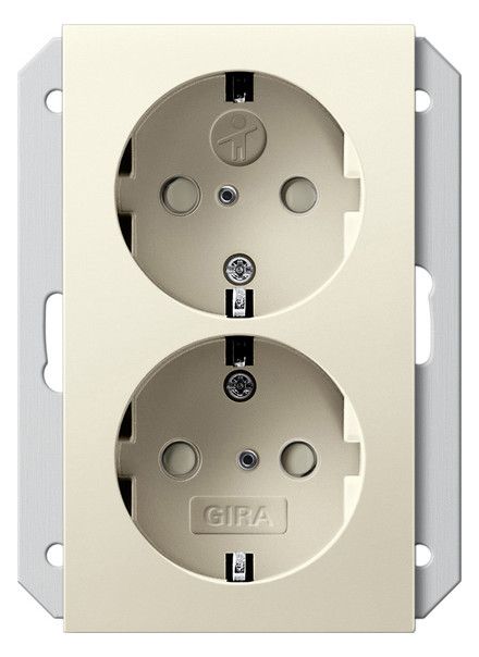 GIRA 273501 SCHUKO-Doppelsteckdose SH f.UP-Dose 1,5f System 55 Cremeweiß gl.
