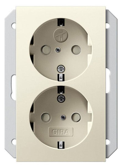 GIRA 273501 SCHUKO-Doppelsteckdose SH f.UP-Dose 1,5f System 55 Cremeweiß gl.