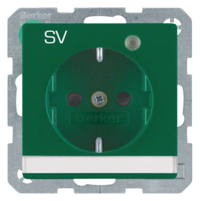 Berker 41106013 Steckdose SCHUKO+LED Kontroll B-feld+erh.BS Q.1/Q.3 grün samt