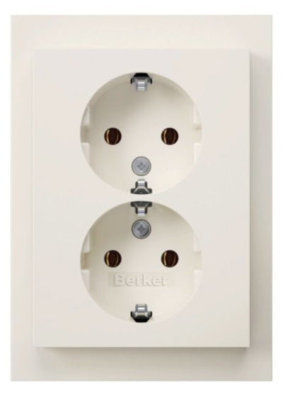 Berker 47747009 Doppelsteckdose SCHUKO m Abdeckplatte Berker K.1 pws glänzend