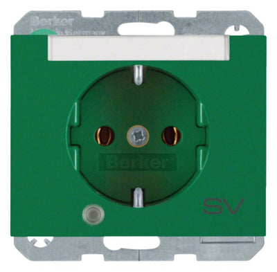 Berker 41107113 Steckdose SCHUKO+LED Kontroll B-feld+erh.BS K.1 grün glänz.