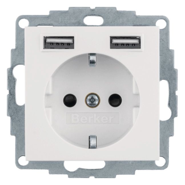 Berker 48036089 Steckdose SCHUKO/USB Q.x polarw.samt