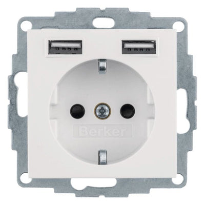 Berker 48036089 Steckdose SCHUKO/USB Q.x polarw.samt