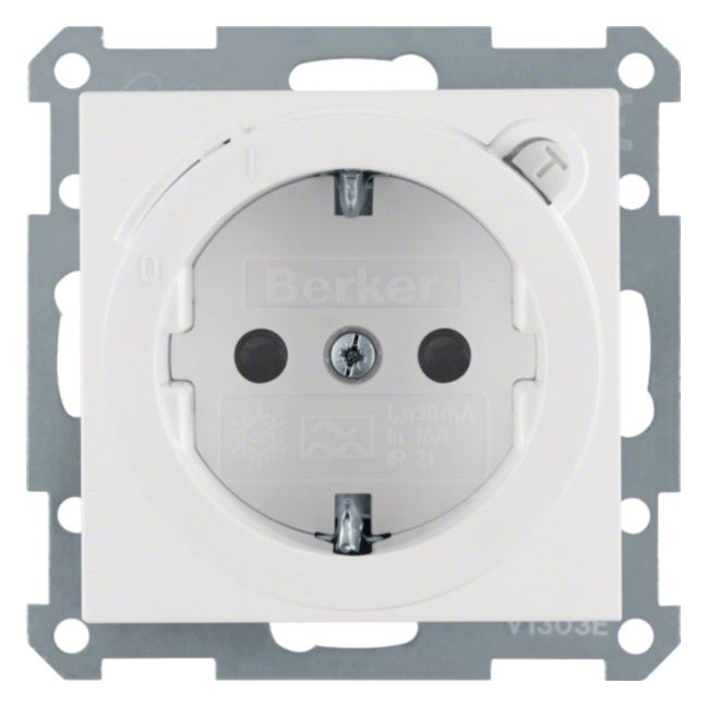 Berker 47081909 Steckdose SCHUKO+Fi u.erh.BS S.1/B.3/B.7 polarweiß matt