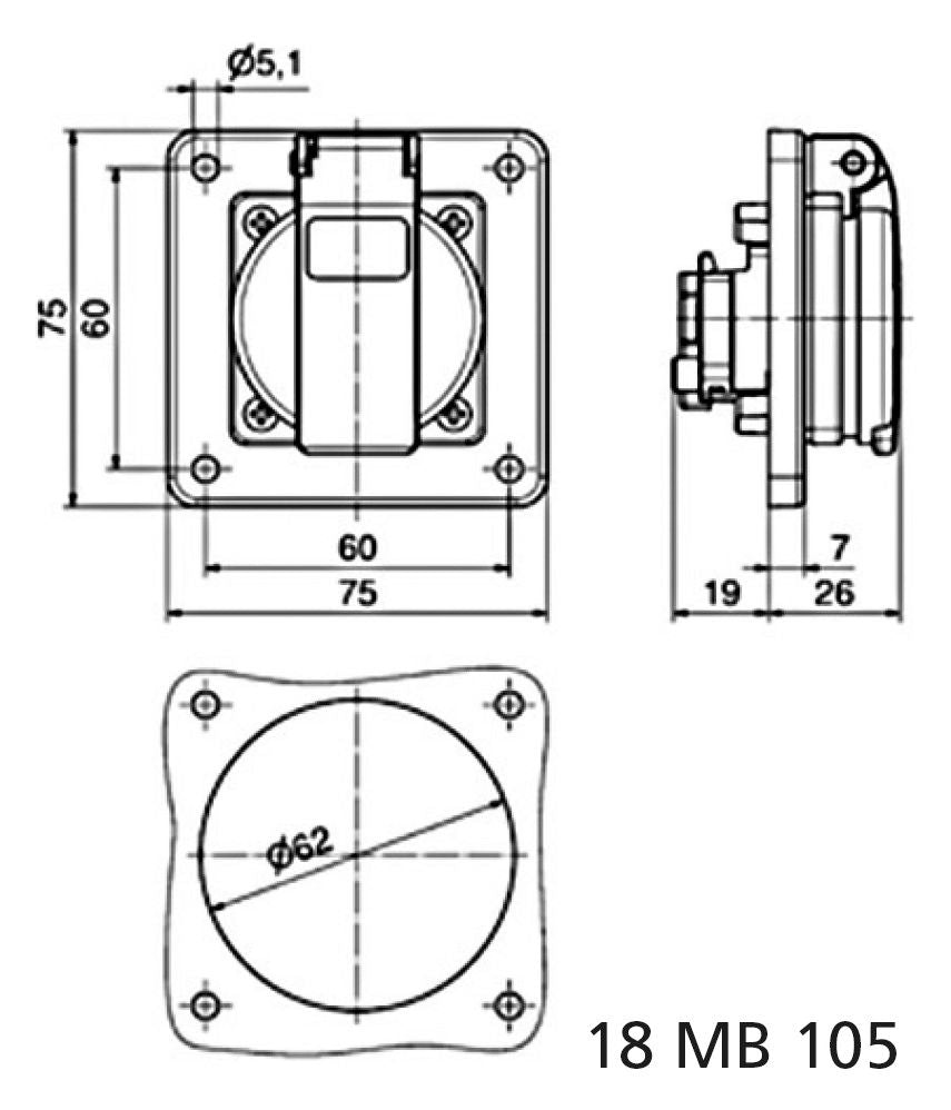 Bals 7112309 Schuko-Anbausteckdose QC16A 3p IP54 schwarz belg./franz. erh.Ber.sch