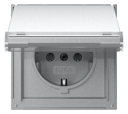 GIRA 441065 SCHUKO-Steckdose Klappdeckel+BSF TX_44 Farbe Alu