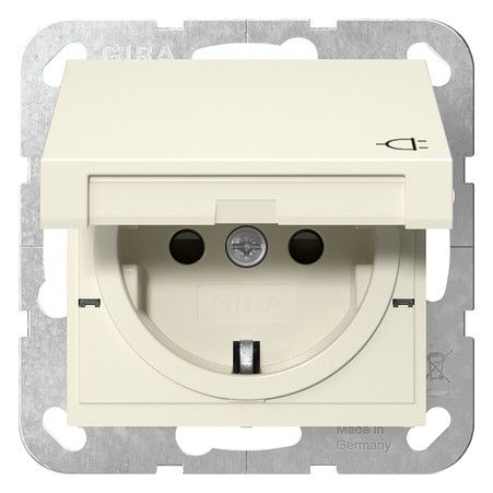 GIRA 475401 SCHUKO-Steckdose KD+Shutter SRK System 55 Cremeweiß glänzend